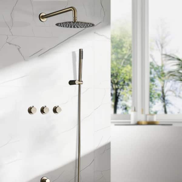 Single Handle 2-Spray Patterns Shower Faucet 1.8 GPM with Easy to Install in. Brushed gold