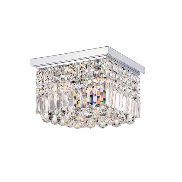 GREENVILLE SIGNATURE Tonnare 11.8 in. 4-Light Modern Chrome Flush Mount with No Bulbs Included