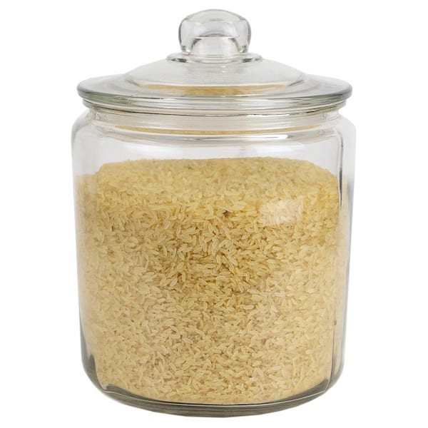Home Basics 67 oz. X-Large Round Glass Canister With Stainless