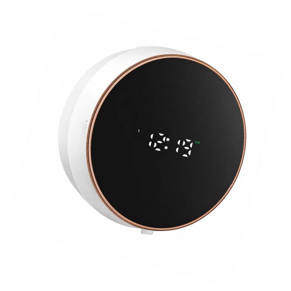 White Wall Mounted Plastic Rechargeable Touchless Automatic Liquid Soap Dispenser with Clock for Bathroom and Kitchen