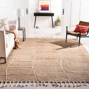Natural Fiber Beige 9 ft. x 12 ft. Abstract Geometric Area Rug