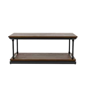 Blue River 47.25 in. Dark Oak and Black Rectangle Wooden Coffee Table