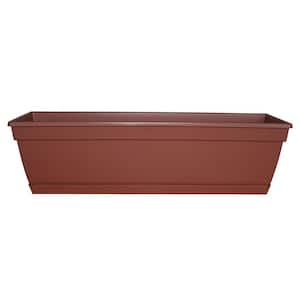 Newbury Small 7.86 in x 23.75 in. Terracotta Resin Window Box with Saucer