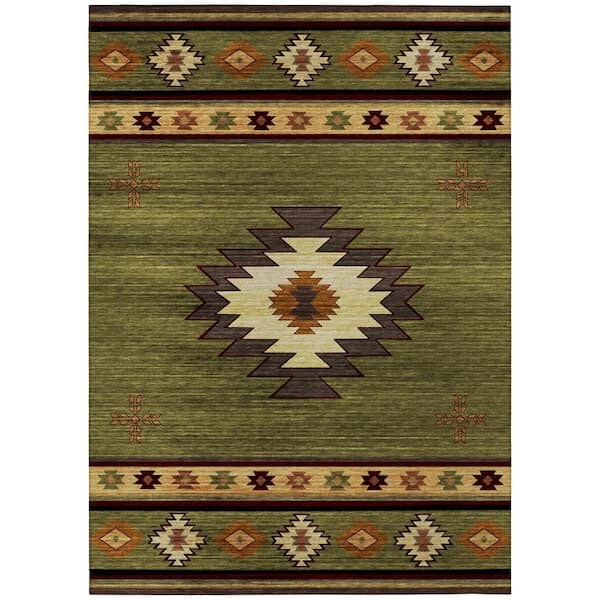 Addison Rugs Sonora Green 8 ft. x 10 ft. Geometric Indoor/Outdoor Area Rug