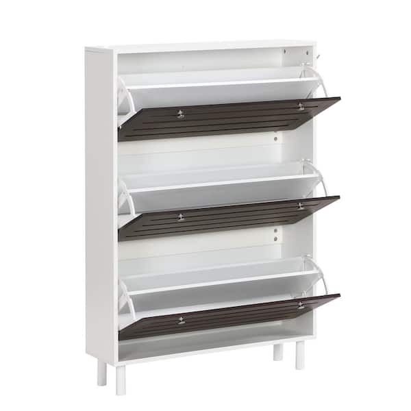 5-Tier Shoe Cabinet Shoe Racks Storage Organizer with Led LightDark Brown &  White