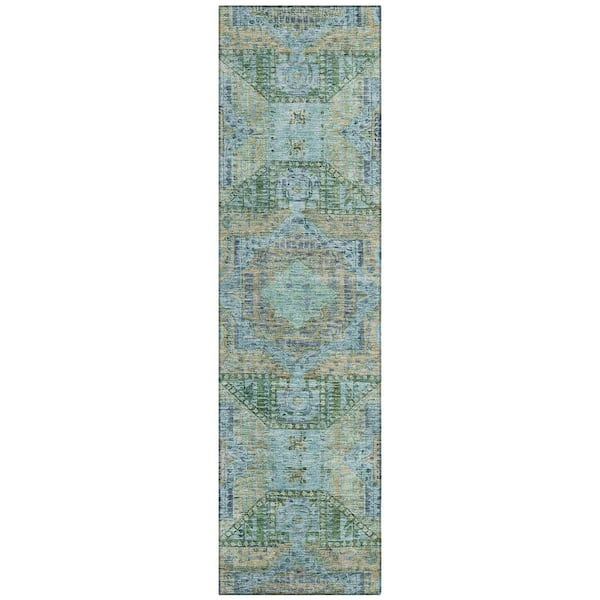 Chantille Machine Washable Indoor/Outdoor Abstract ACN1929 Green 2 ft. 3 in. x 7 ft. 6 in. Runner Rug