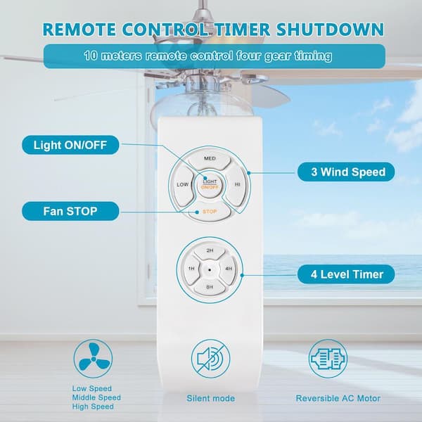 Jushua 52 in. Indoor Chrome Crystal Ceiling Fan with Remote