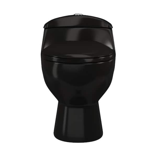 Chateau 1-Piece Elongated Toilet Dual-Flush in Glossy Black 1.1/1.6 gpf