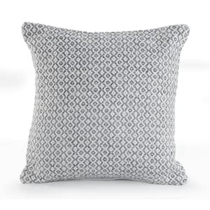 Intertwining Diamonds Gray/White 18 in. x 18 in. Geometric Standard Throw Pillow