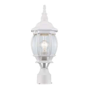 Parsons 1-Light White Outdoor Lamp Post Light Fixture with Clear Glass