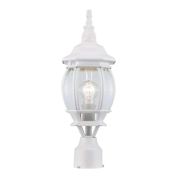 Bel Air Lighting Parsons 1-Light White Outdoor Lamp Post Light Fixture with Clear Glass