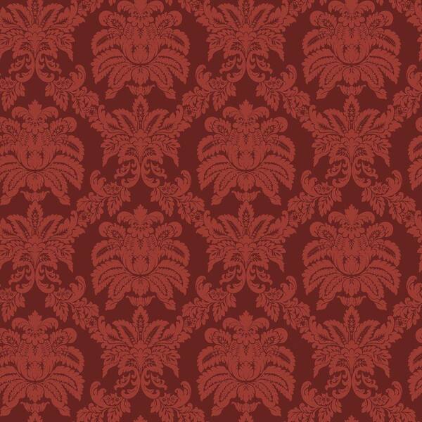 The Wallpaper Company 56 sq. ft. Red Sweeping Damask Wallpaper