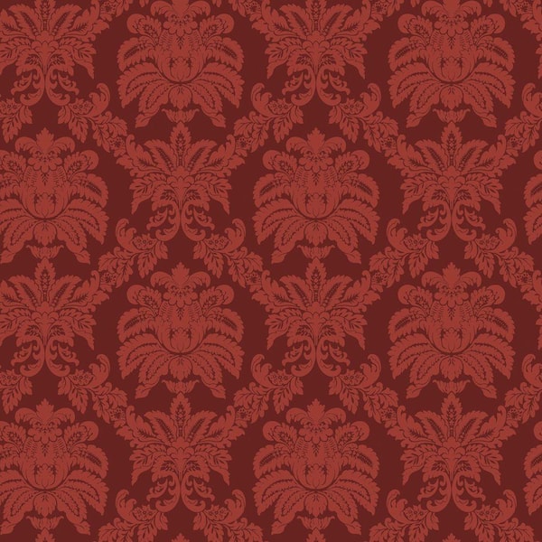 The Wallpaper Company 8 in. x 10 in. Red Sweeping Damask Wallpaper Sample