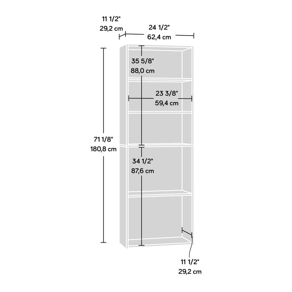 Silver Sycamore Tall Adjustable 5-Shelf Wood Bookcase