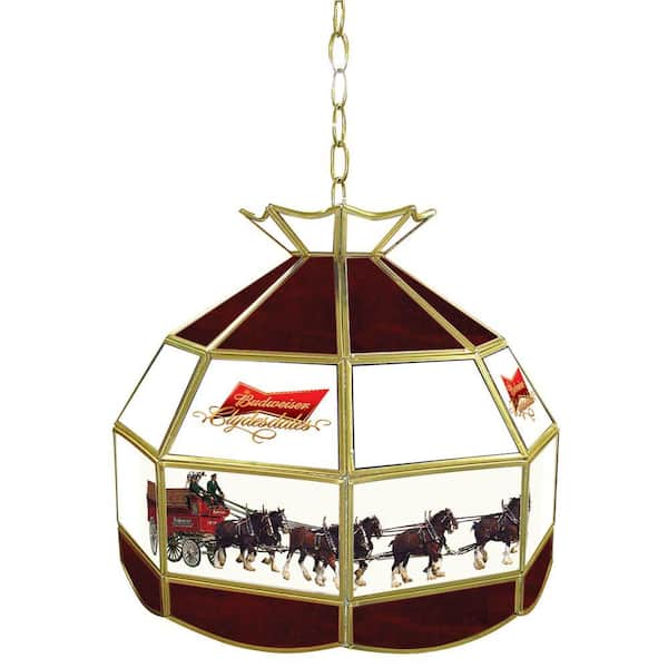 Trademark Global Budweiser Clydesdale 16 in. Gold Hanging Tiffany Style Billiard Lamp