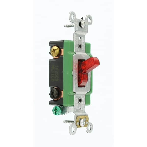 30 Amp Industrial Grade Heavy Duty Double-Pole Pilot Light Toggle Switch, Red 3032-PLR
