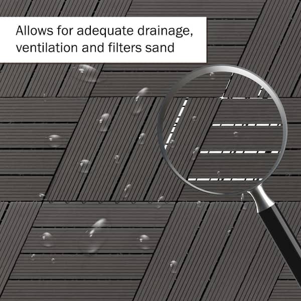 Pure Garden 1 ft. W x 1 ft. L 6 Patio Tiles Wood/Polypropylene Interlocking Deck Tile Flooring in Gray