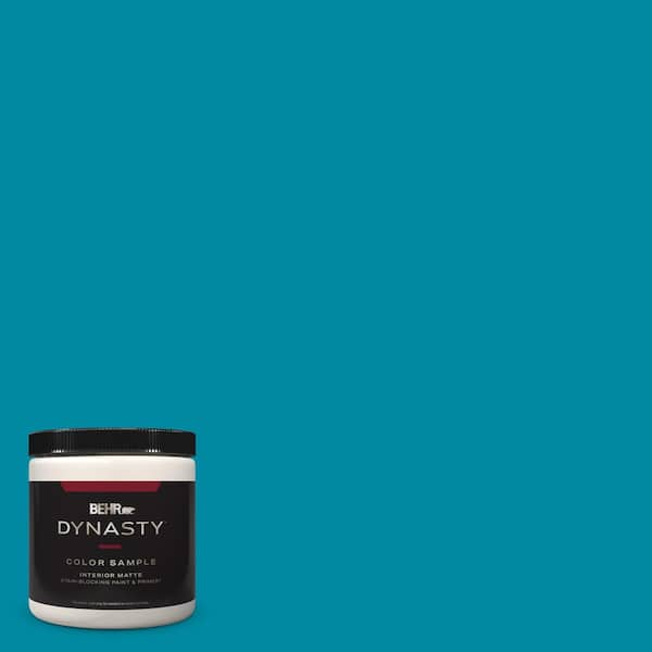 BEHR DYNASTY 8 oz. #P480-6 Aruba Blue Matte Stain-Blocking Interior ...