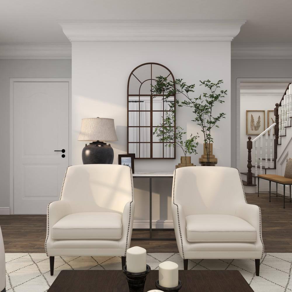 Espresso Brown Arched Windowpane Wall Mirror 24" x 48"