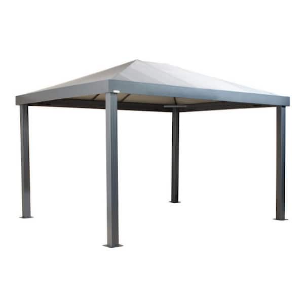 Monteserra 10 ft. x 12 ft. Grey Rustproof Aluminum Framed Soft Top Gazebo