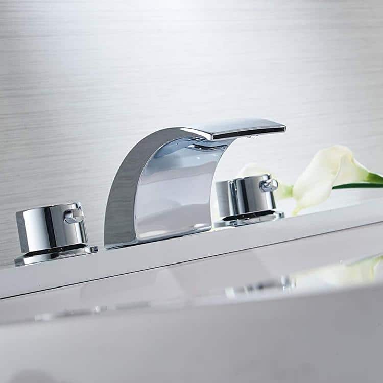 Polished Chrome 8 in. Widespread 2-Handle Bathroom Faucet with LED Light