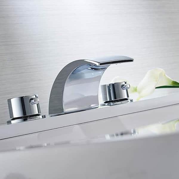 8 in. Widespread Double Handle Bathroom Faucet with Corrosion Resistant, Drip Free in Polished Chrome