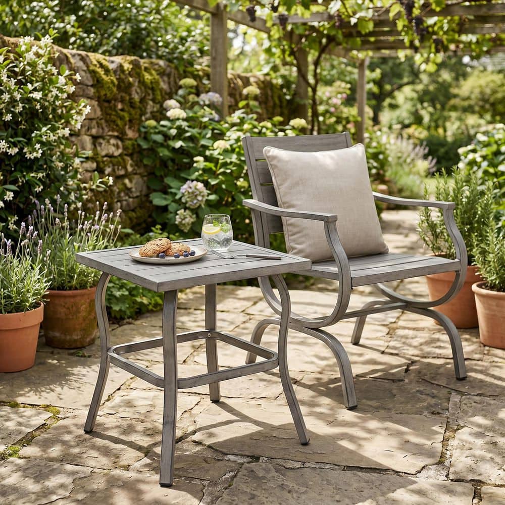 Teak 18 in. Square Wood Outdoor Side Table, Small Folding Picnic