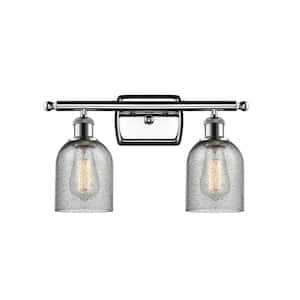 Caledonia 16 in. 2-Light Polished Chrome Vanity Light with Charcoal Glass Shade