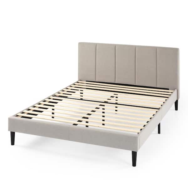 Beige Maddon Frame Queen Upholstered Platform Bed