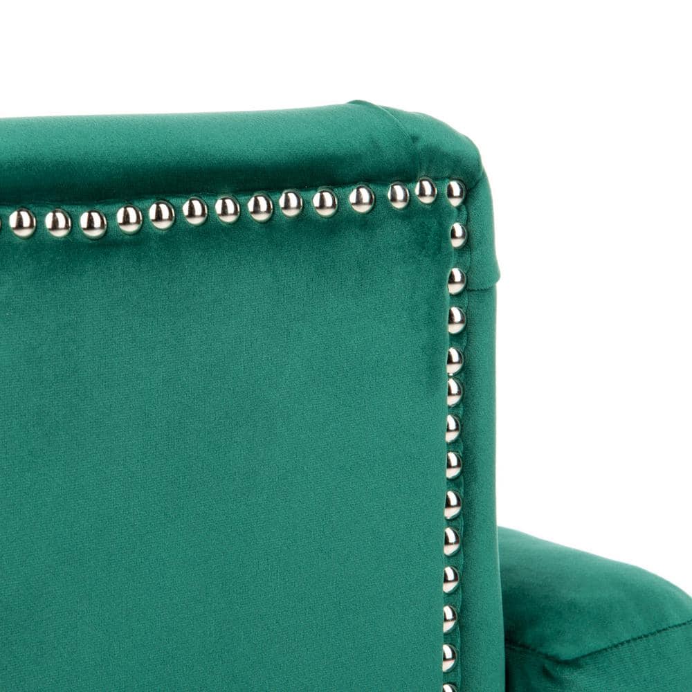 Emerald Velvet Tufted Club Chair with Espresso Wood Legs