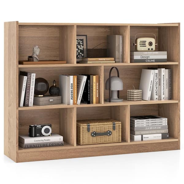 Costway 36.5 in. Tall Natural Wood 1-Shelf Standard Bookcase with Anti-toppling Kits