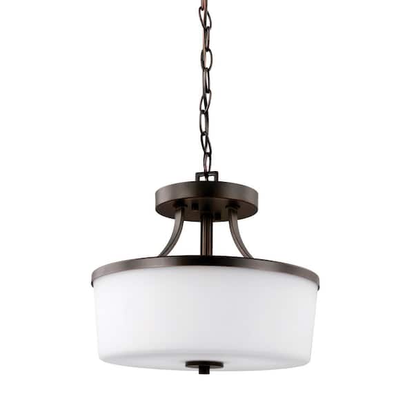 Generation Lighting Hettinger 2-Light Burnt Sienna Semi-Flushmount Convertible Pendant