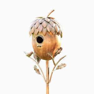 Acorn Shaped Copper Color Birdhouse Stake