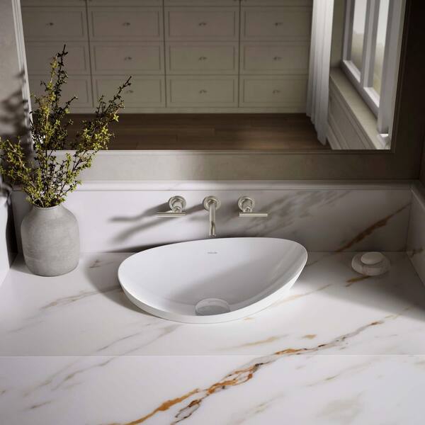 KOHLER Veil 21.125 x 14 Pedestal Bathroom Sink in White Fireclay