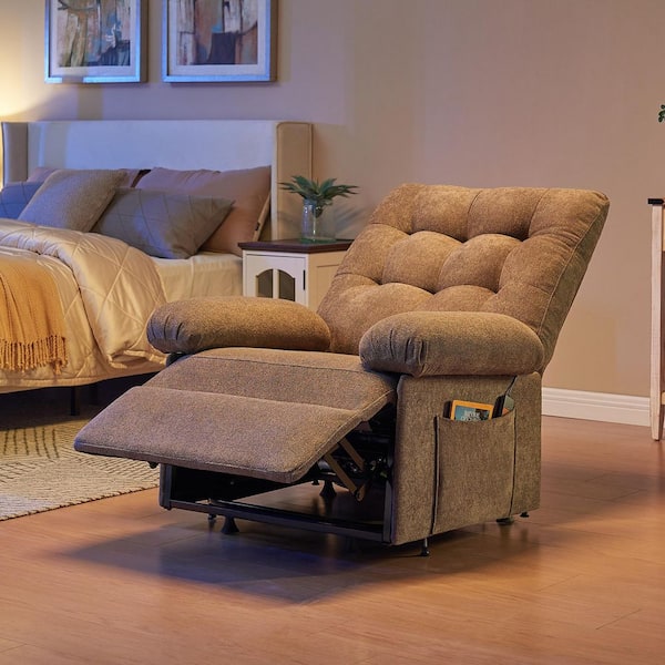 Dark Brown Linen Power Lift Recliner Chair for Elderly with Remote, Adjustable Backrest and Footrest