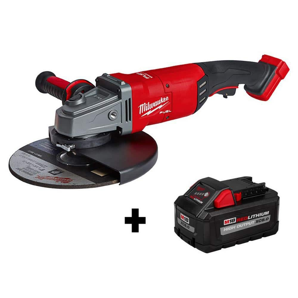 Milwaukee M18 FUEL 18V Lithium Ion Brushless Cordless 7 9 in. Angle Grinder W HIGH OUTPUT XC 8.0Ah Battery 2785 20 48 11 1880 The Home Depot