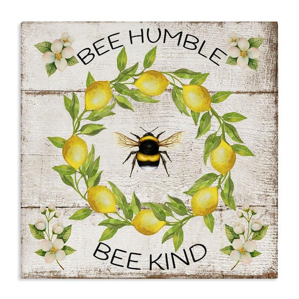 Stupell Industries Bee Humble and Kind Rustic by Creatif Belle Unframed  Animal Graphic Art Print 24 in. x 24 in. bp-554_cn_24x24