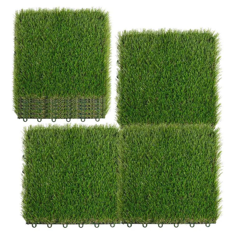 1 ft. x 1 ft. Spring Green Outdoor Interlocking Tiles Polyethylene Realisti