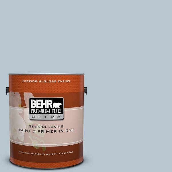 BEHR Premium Plus Ultra 1 gal. #560E-3 Silver Strand Hi-Gloss Enamel Interior Paint and Primer in One