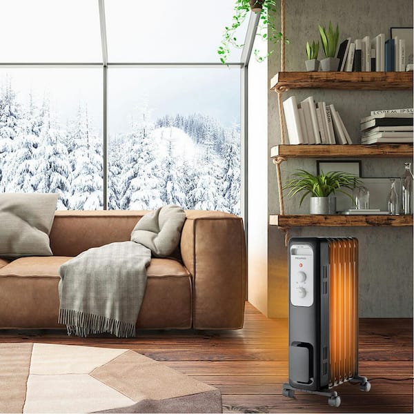 Pelonis 1,500-Watt Oil-Filled Radiant Electric Space Heater with Thermostat  HO-0279 - The Home Depot