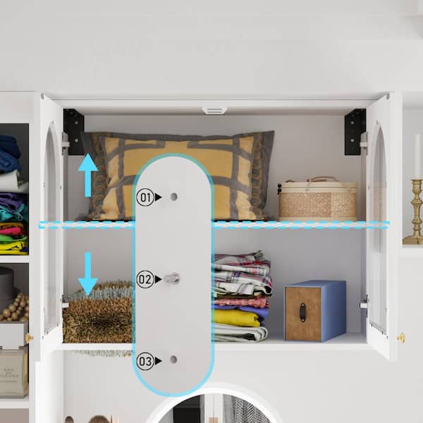 FUFU&GAGA White 74.8 in. W Wardrobe Armoires Closet System