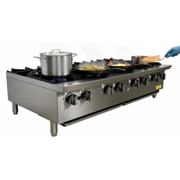 48 in. Commercial NSF 8-Burner 224,000 BTU Gas Heavy Hot Plates ECHP48A in Stainless Steel