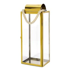 8.5 in. x 22 in. Gold Stainless Steel Outdoor Patio Lantern