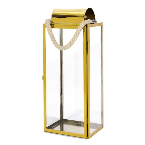 HOTEBIKE 8.5 in. x 22 in. Gold Stainless Steel Outdoor Patio Lantern