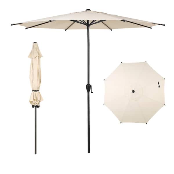 Lyon 9 ft. Steel Market Horizontal Tilt Patio Umbrella in Beige