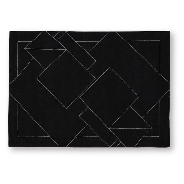Maro 5 ft. x 7 ft. Black and White Geometric Design Washable Area Rug Runner Rug