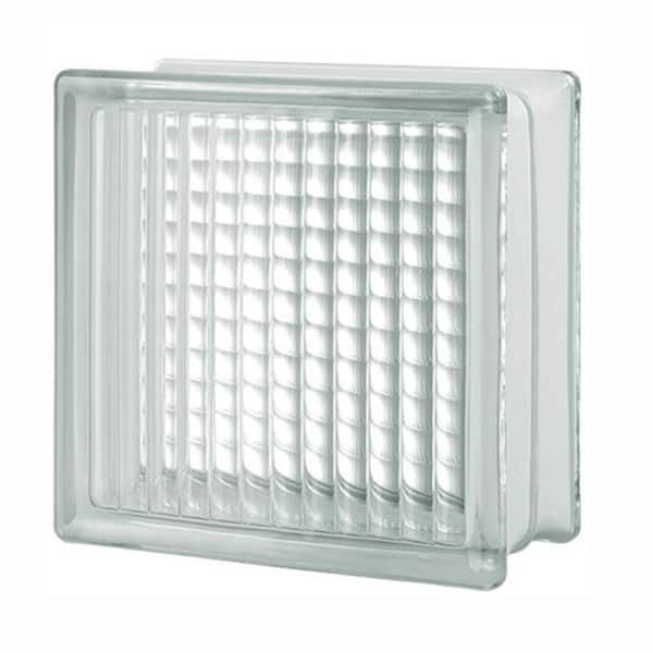 Seves Cross Ribbed 4 in. Thick Series 8 in. x 8 in. x 4 in. (8-Pack) Grid Pattern Glass Block (Actual 7.75 x 7.75 x 3.88 in.)