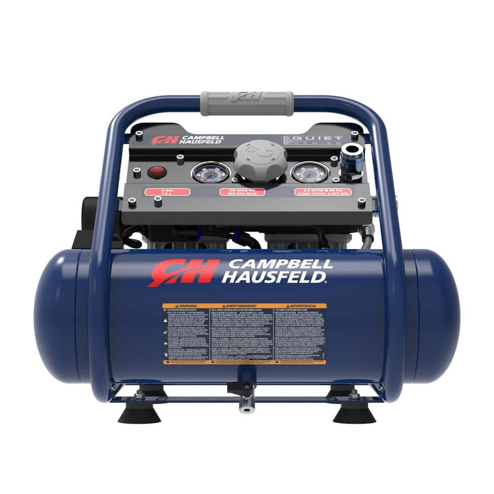 Campbell Hausfeld Quiet 2HP 2 Gal. 125PSI, Electric Oil-Free Portable ...