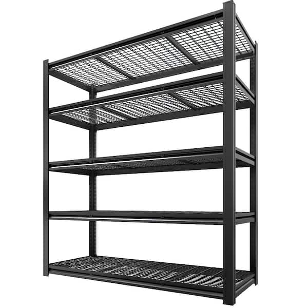 5-Tier Steel Heavy Duty Freestanding Adjustable Garage Storage Shelving Unit in Black (55 in. W x 84 in. H x 24 in. D)