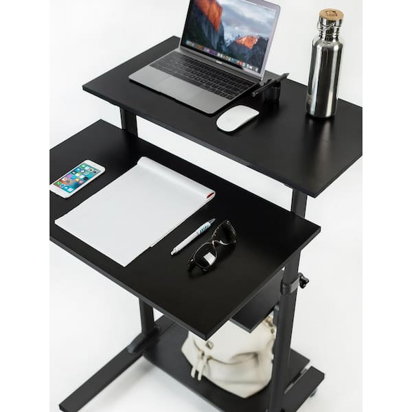 Computer Desk with Adjustable Monitor Stand(3.9”, 5.1”, 6.3”), 48 inch Home  Office Desk with Storage Bag, Simple Modern Style Laptop Desk for Small